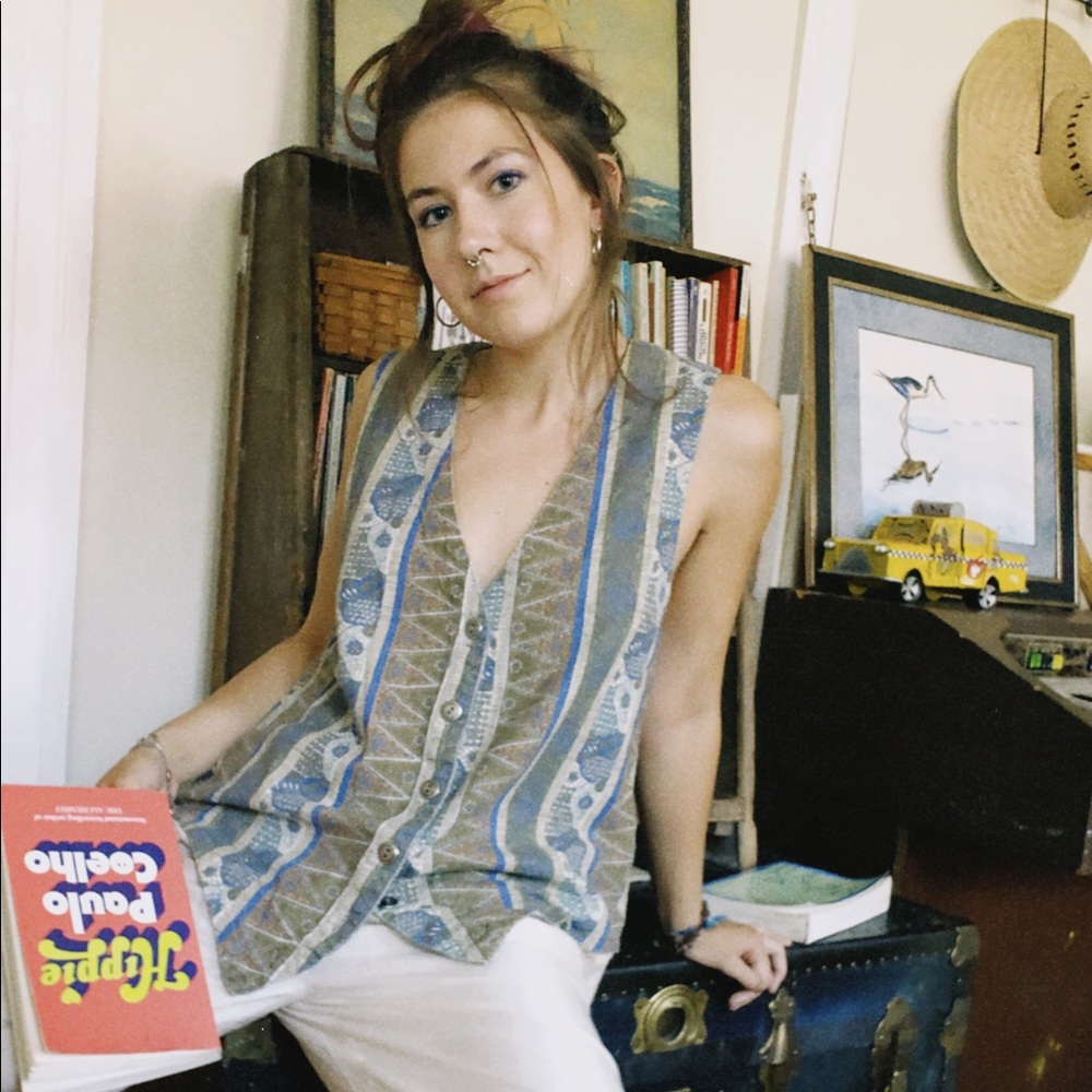 [SOLD] Boho, vintage button-up patterned vest